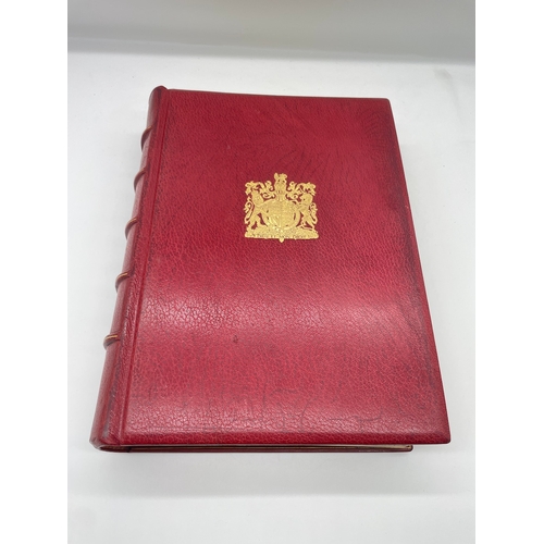 93 - Superb Red Leather Bound The Royal Philatelic Collection by Sir John Wilson Bart c1952