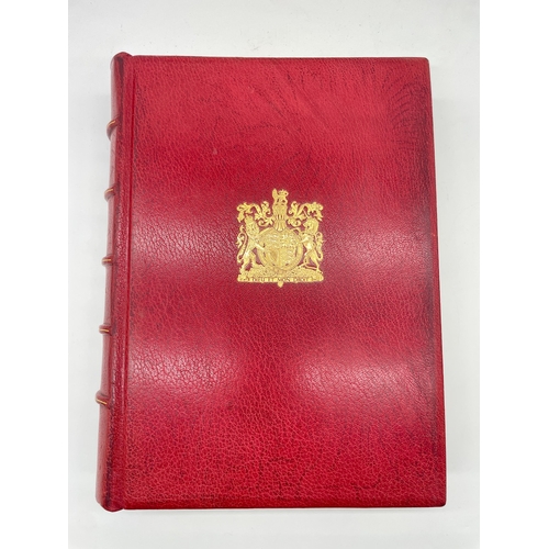 93 - Superb Red Leather Bound The Royal Philatelic Collection by Sir John Wilson Bart c1952