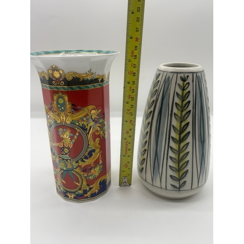 48 - Rosenthal Versace Le Roi Soleil Vase + Geoffrey Maund Pottery Vase