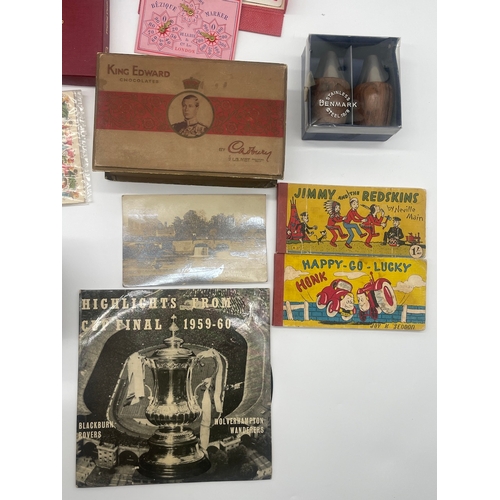 109 - Quantity of vintage collectables inc playing cards vintage chocolate boxes , Danish Sellers + others