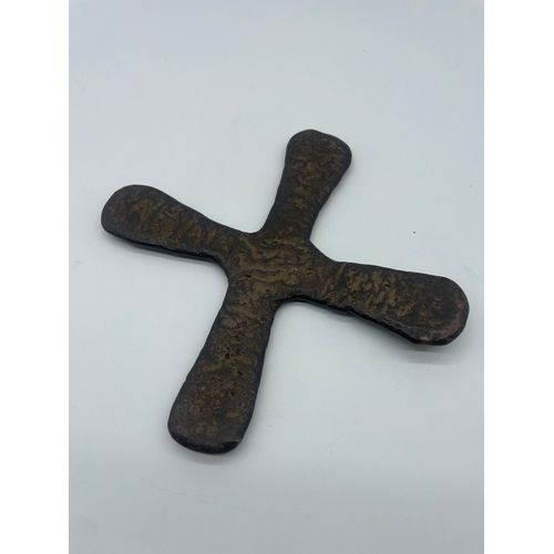 111 - 19th Century cast bronze Congolese Currency Katanga Cross - 21cm