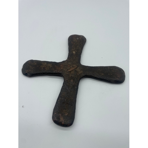 111 - 19th Century cast bronze Congolese Currency Katanga Cross - 21cm