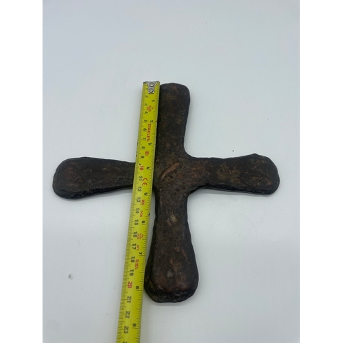 111 - 19th Century cast bronze Congolese Currency Katanga Cross - 21cm