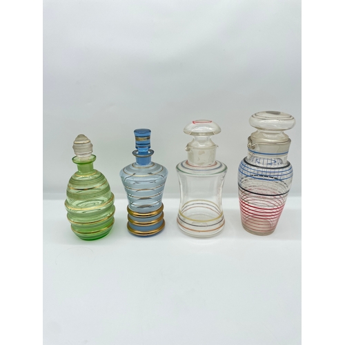 52 - Four French / Bohemian Art Deco Coloured Cocktail Decanters