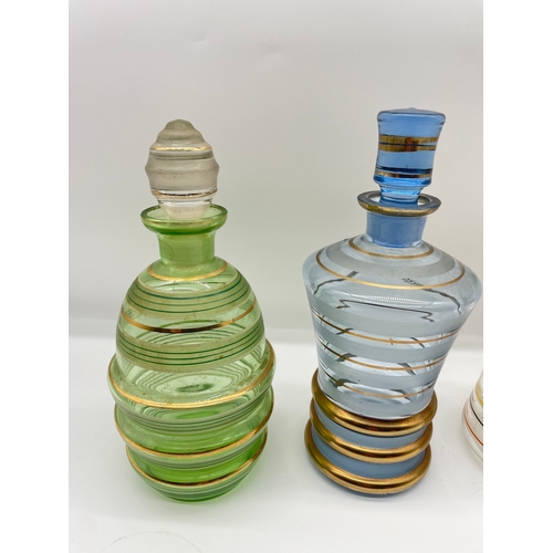 52 - Four French / Bohemian Art Deco Coloured Cocktail Decanters