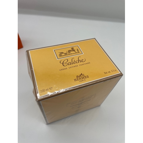 122 - Brand New Sealed Hermes Caleche 200ml Perfume + Hermes Caleche Miniature bottle of perfume and showe... 