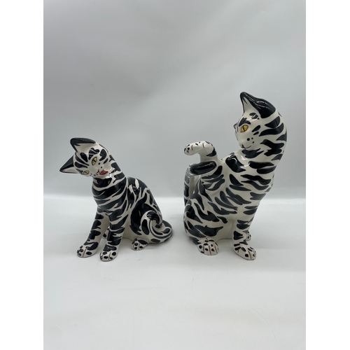 66 - Two Italian Hand-painted Ceramic cats 
5/53 + 5/52