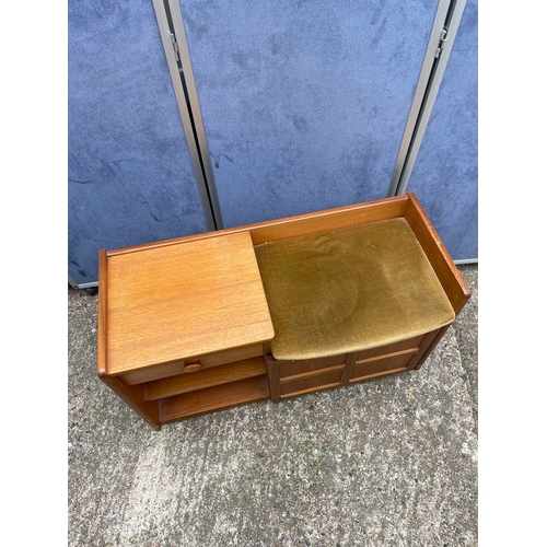 347 - Mid Century Nathan Teak Telephone Seat / Table - 37cm x 57cm x 91cm