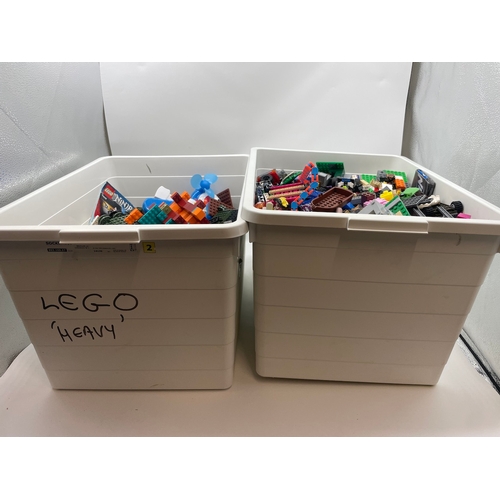 8 - Two large boxes of Lego + other makes