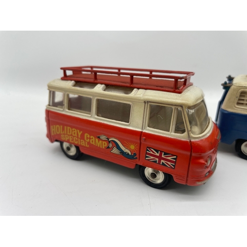 14 - Lot of Four Vintage Corgi Toys - Ford Thames Caravan / Commer Bus Holiday Camp Special / Bedford Fir... 