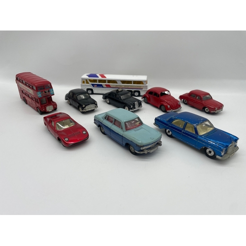 Quantity of various Dinky / Corgi Toys vintage model cars - VW Bettle , Mercedes, BMW, Lamborghini, Route master plus more