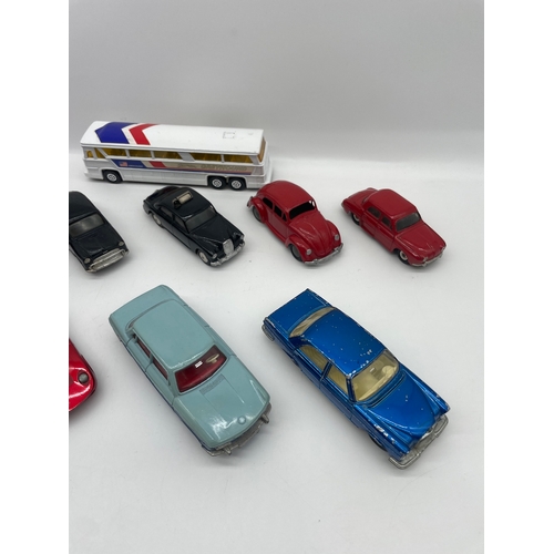 24 - Quantity of various Dinky / Corgi Toys vintage model cars - VW Bettle , Mercedes, BMW, Lamborghini, ... 