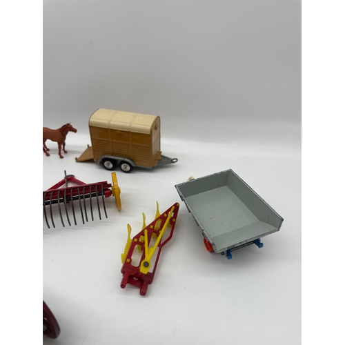 25 - Quantity of Vintage Dinky Farm yard models inc Chipperfields trailer