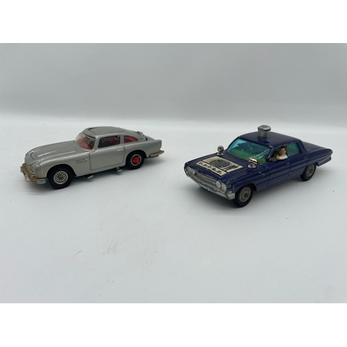 28 - Vintage Corgi Toys Man from U.N.C.L.E Oldsmobile Super 88 + James Bond  Aston Martin DB5