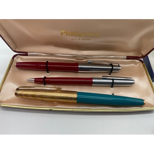 70 - Collection of pens inc Platignum ,Waterman, + Harley Davidson Fountain Pen