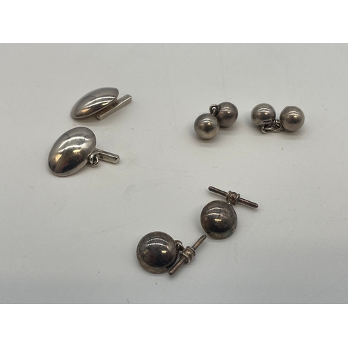 Three pairs of vintage Sterling Silver Cufflinks