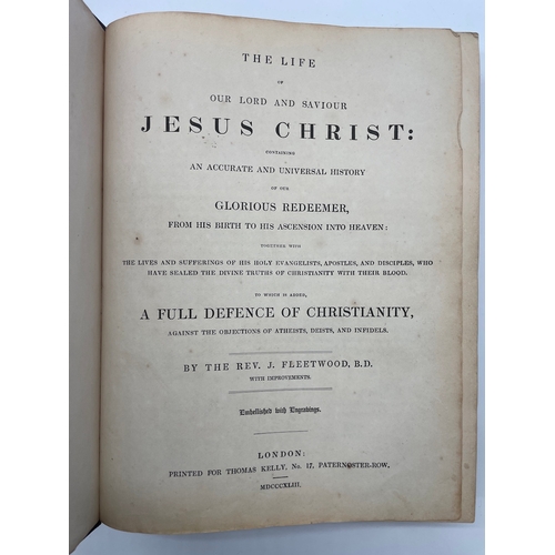 71 - 19th century Bramah Lock Leather Correspondence Box + Leather bound The Life of Jesus Christ 1843