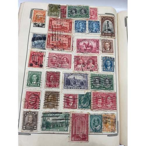 74 - Quantity of 19th-20th century stamps in album Japan, India, America, China + more  , hand written le... 