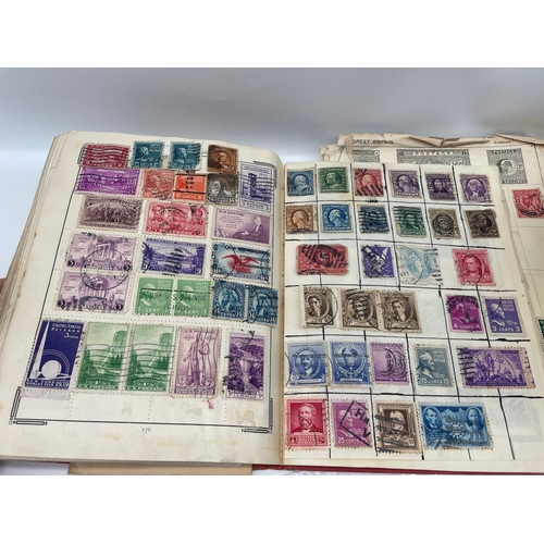 74 - Quantity of 19th-20th century stamps in album Japan, India, America, China + more  , hand written le... 