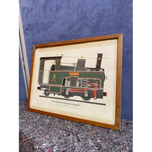 442 - Vibrant print depicting a steam locomotive from The Snowdon Mountain railway.