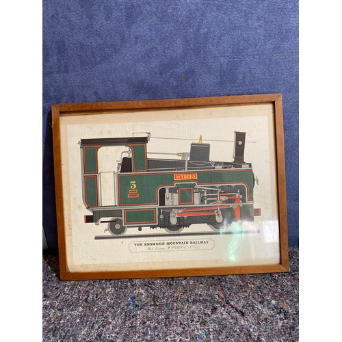 442 - Vibrant print depicting a steam locomotive from The Snowdon Mountain railway.