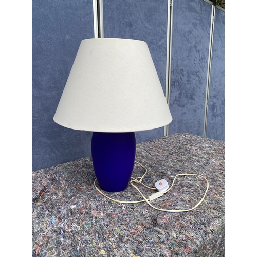 86 - Ikea glass table lamp in blue.