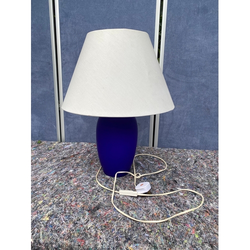 86 - Ikea glass table lamp in blue.