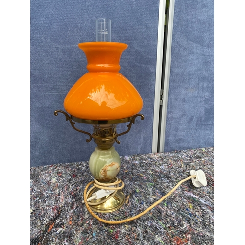 88 - Vintage oil lamp design table lamp with glass orange shade