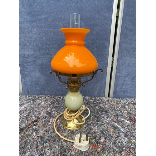 88 - Vintage oil lamp design table lamp with glass orange shade