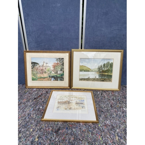 392 - Three signed scenic water colours. 

Dimensions of largest in images for reference.