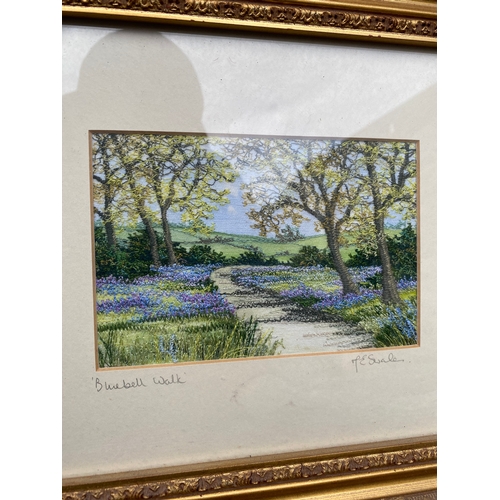 405 - Lovely pair of art pieces one signed 'Bluebell walk