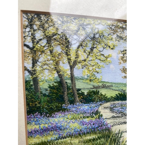 405 - Lovely pair of art pieces one signed 'Bluebell walk