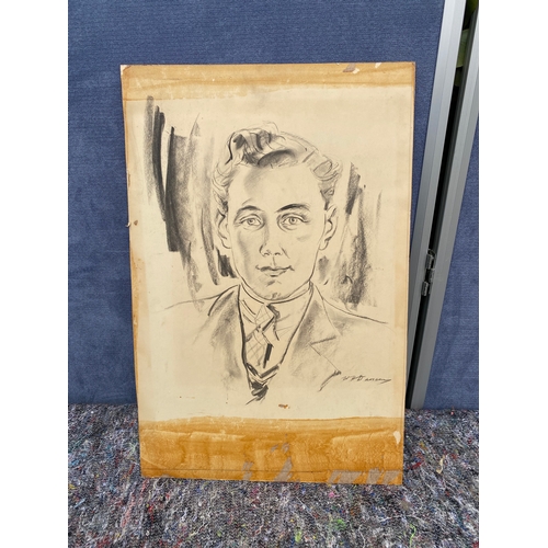 413 - A signed sketch/portrait of a man. 

Dimensions - 13.5