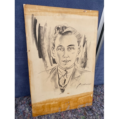 413 - A signed sketch/portrait of a man. 

Dimensions - 13.5