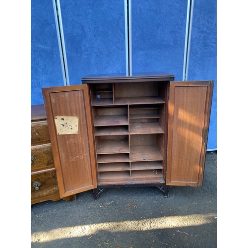 157 - Two miscellaneous pieces including small three drawer bedside and Music storage cabinet. 

See image... 