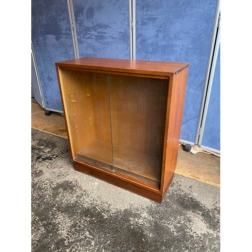 170 - Teak glass front display bookshelf. 

Dimensions - 27