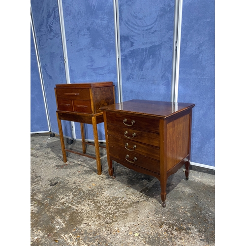 172 - Vintage sewing box and small four drawer chest of drawers. 

Please see images for all dimensions.