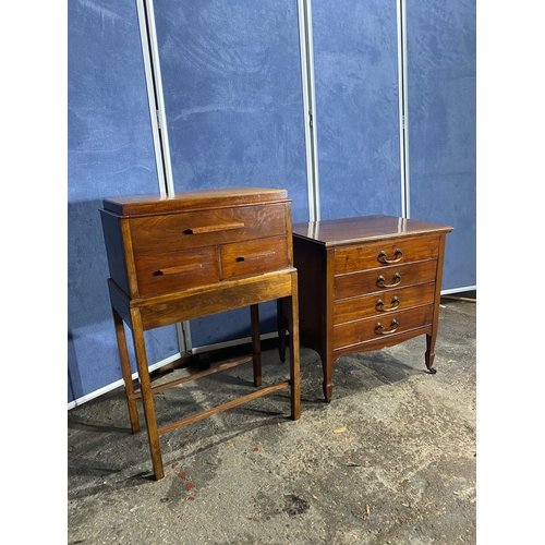 172 - Vintage sewing box and small four drawer chest of drawers. 

Please see images for all dimensions.