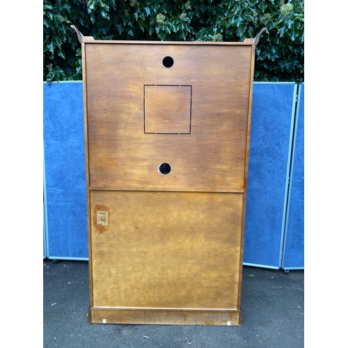 175 - Large French TV cabinet with four drawers. Has pull out base for TV which does swivel and retractabl... 