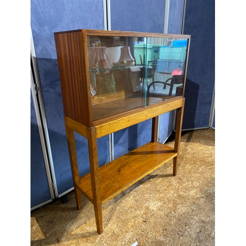 200 - Lovely mid century glass front display cabinet with under shelf. 

Dimensions - 11.5