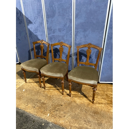 205 - A trio of antique upholstered parlour/side chairs.