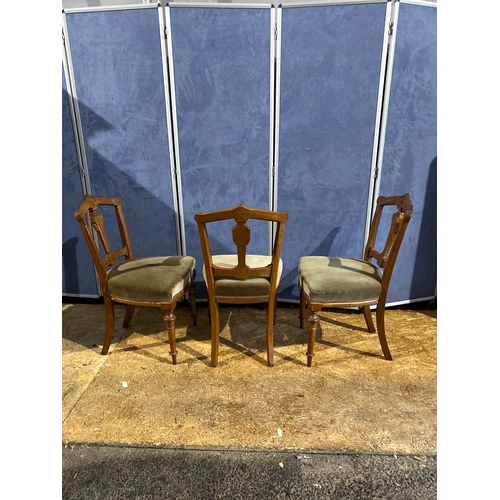 205 - A trio of antique upholstered parlour/side chairs.