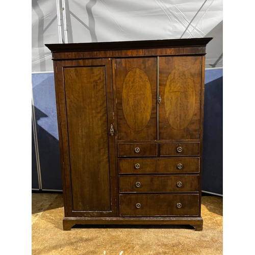 210 - Large antique wardrobe with two above three drawers. 

Please see images for all dimensions.