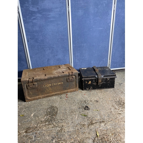 212 - Two military style metal storage boxes.

Please see images for dimensions of largest for reference.