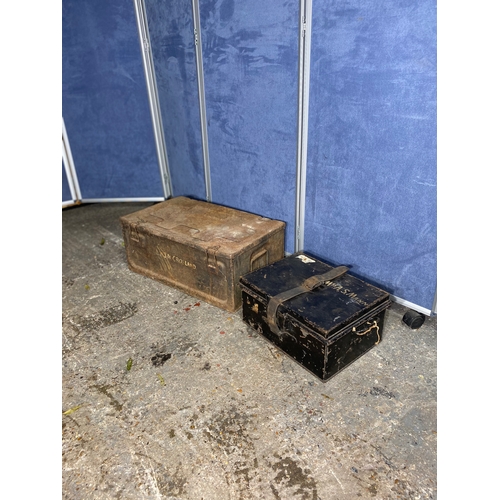 212 - Two military style metal storage boxes.

Please see images for dimensions of largest for reference.