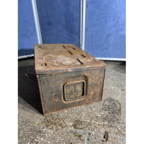 212 - Two military style metal storage boxes.

Please see images for dimensions of largest for reference.