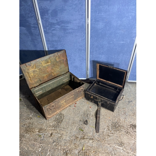 212 - Two military style metal storage boxes.

Please see images for dimensions of largest for reference.