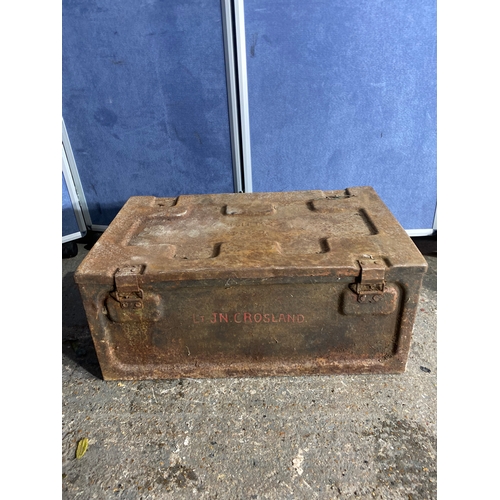 212 - Two military style metal storage boxes.

Please see images for dimensions of largest for reference.