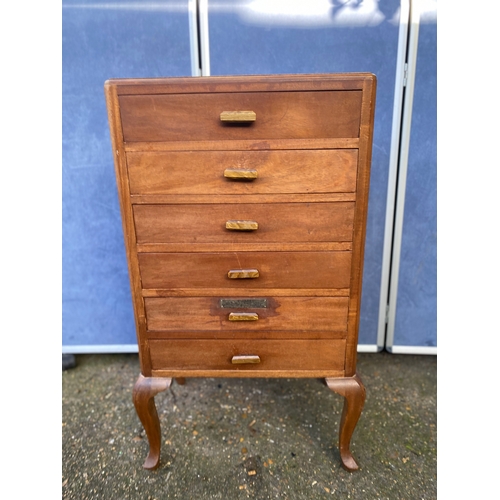 223 - Sheet music six drawer chest of drawers with flip down drawers. 

Dimensions - 14