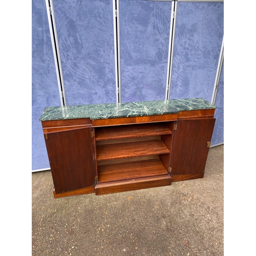 231 - Vintage mid 20th century marble top breakfront sideboard with grill front design